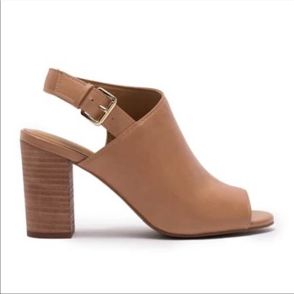 14th & Union | Asher Block Heel Tan Peep Toe Sandals Size 10 - Picture 8 of 8